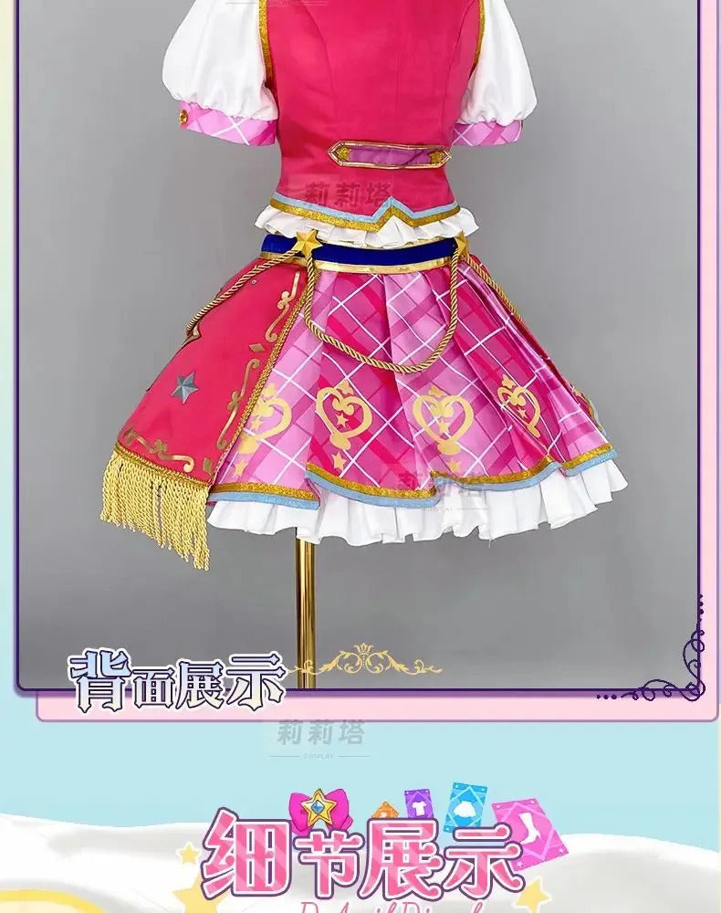 Anime Nijino Yume Aikatsu Stars! Cosplay Costume Cute New Pink Lolita Campus Dress Halloween Party Props Wig Women's Set