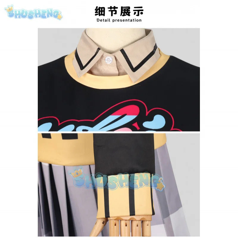 Game Persona 5: The Phantom X Motoha Arai Cosplay Costume Hoodies Plaid Skirt Leisure Time Uniform Wig Woman Sexy Party Suit