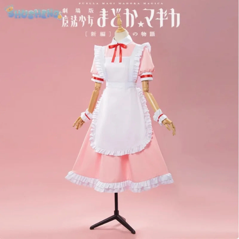 Anime Kaname Madoka Puella Magi Madoka Magica Cosplay Costume Halloween party pink maid dress Lolita girl sweet uniform set