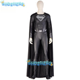 New Clark Kent Cosplay Costume Black Jumpsuit Cloak Super Hero Set Custom Made