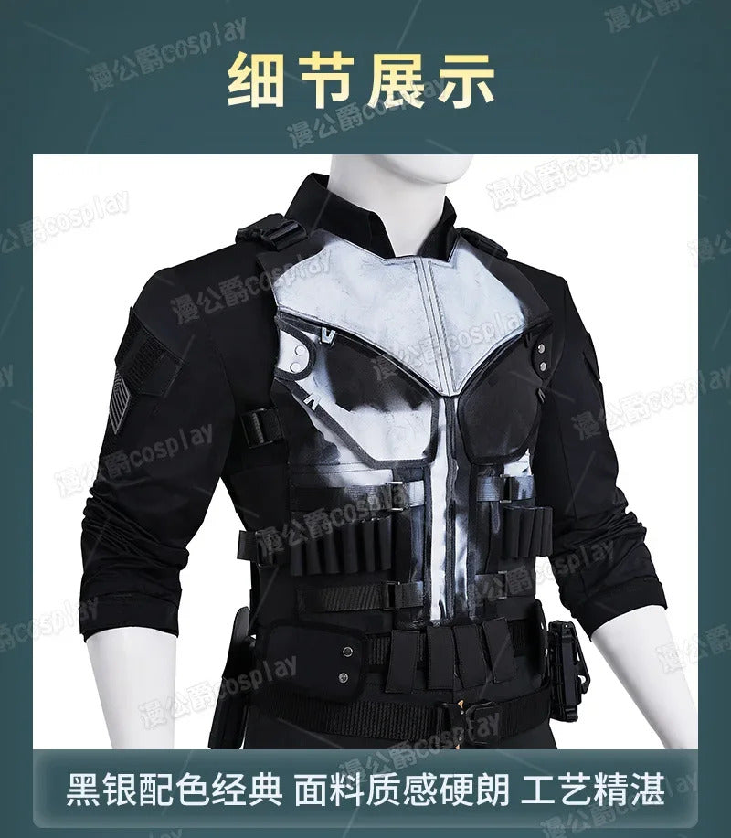 Movie Frank Castle Cosplay Daredevil Cos Born Again Costume Halloween Men's Fantasy Uniform Coat Pants Props Shoes Handsome Set