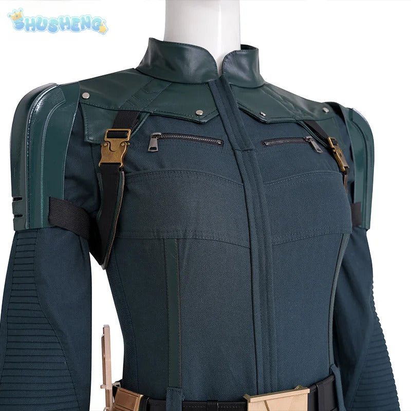 Shusheng-R Black Widow Thunder Cos bolts Yelena Belova Cosplay White Widow Costume Women jumpsuit shoes belt gloves Halloween full set