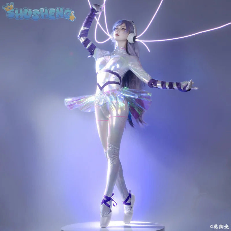 Shusheng-R Marija Game Muse Dash Cosplay Mechanical dancer Costume New sexy leather jumpsuit accessory prop Halloween party women uniform