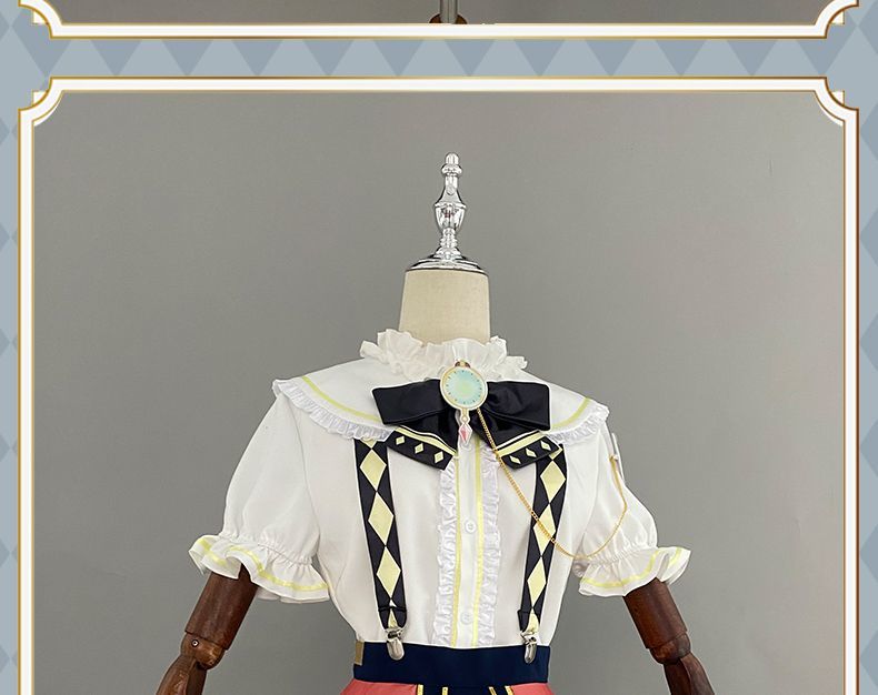 Anime Virtual YouTuber Ace Taffy Cosplay Costume VTuber British Style School Uniform Shirt Strap Dress Wig Woman Cute Party Suit