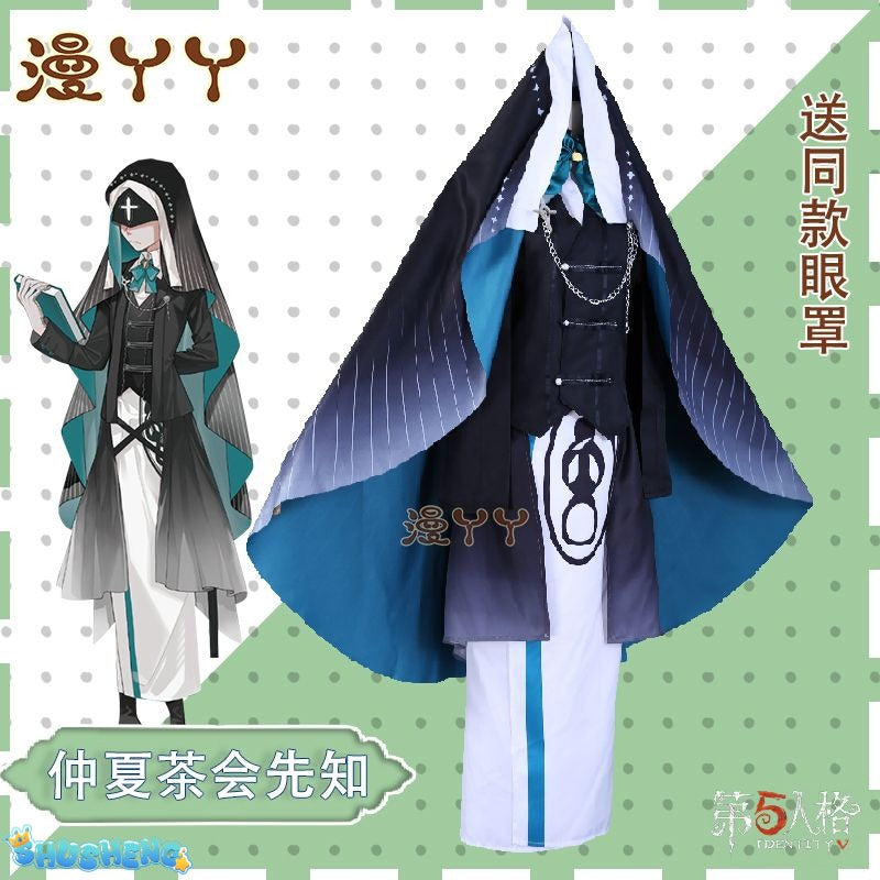 Eli Clark Cosplay Seer Game Identity Ⅴ costume Halloween Party Fashion Cloak Eyemask Tie Accessories Uniform Woman Man Set