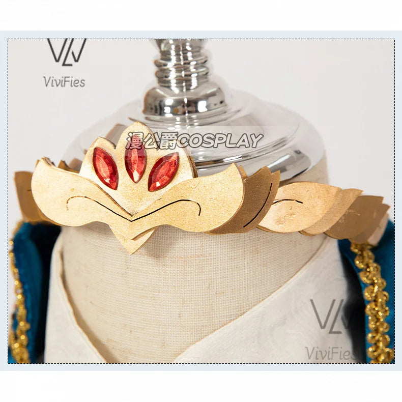 Blue velvet princess dress Zelda cosplay costume woman top skirt outfit full set and wig are sold custom size