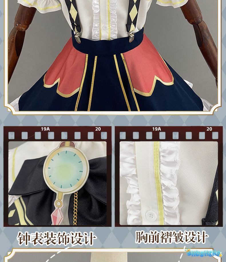 Anime Virtual YouTuber Ace Taffy Cosplay Costume VTuber British Style School Uniform Shirt Strap Dress Wig Woman Cute Party Suit