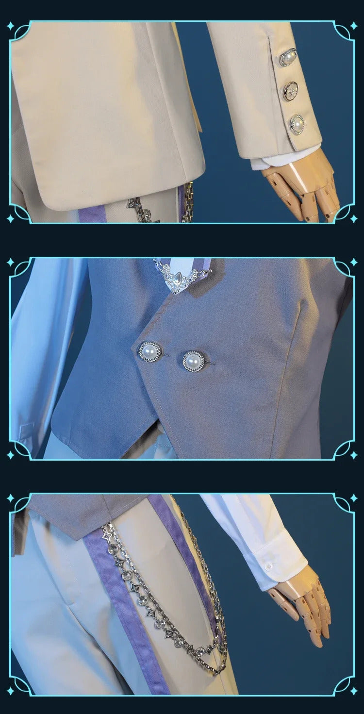 Shusheng-N Love and Deepspace Xavier Cosplay Costume Birthday Outfit Uniform Suit Brooch Halloween Party for Women Men Carnival Props