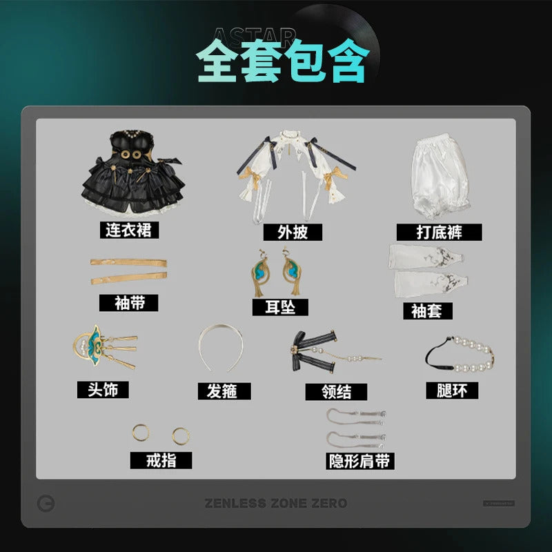 Zenless Zone Zero Astra Yao Cosplay Costume Black Dress Uniform Halloween Carnival Party Christmas Play Role Clothes Clothing