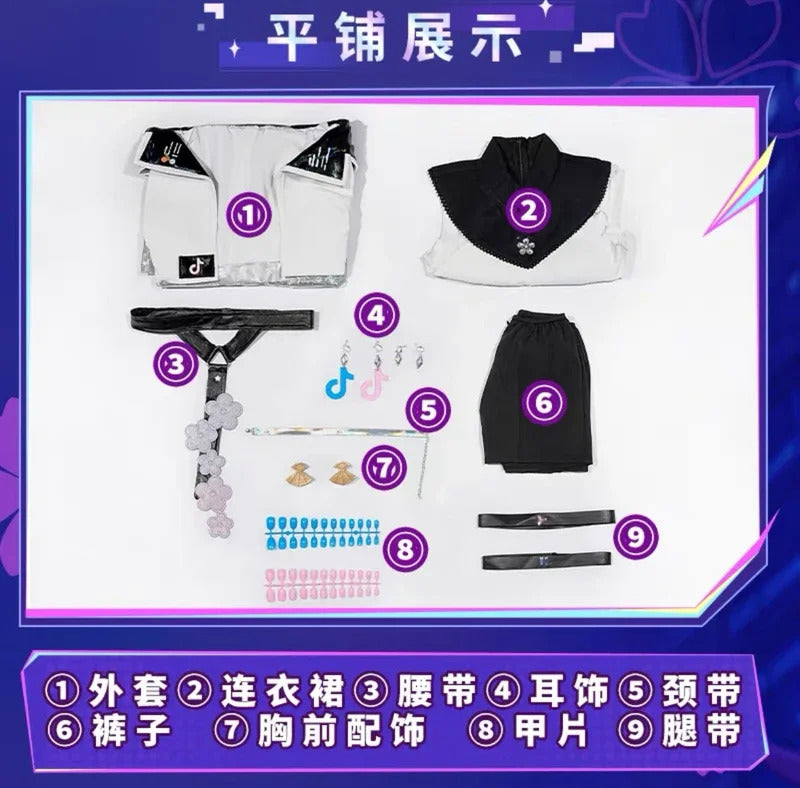 IN STOCK Genshin Impact Yae Miko Cosplay Costume Handsome Leather Jacket Belt Nail Earrings Dress Party Carnival Uniform New Set