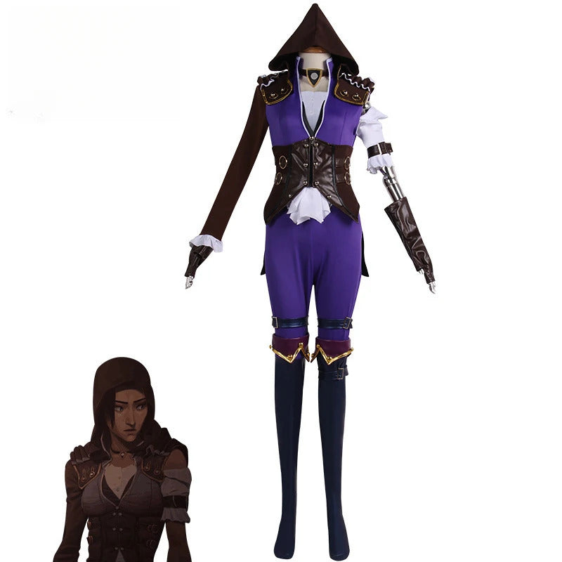 LOL Arcane Caitlyn Cosplay Costume Fantasia Disguise for Women Clothes Jacket Wig Roleplay Outfits Halloween Carnival Suit