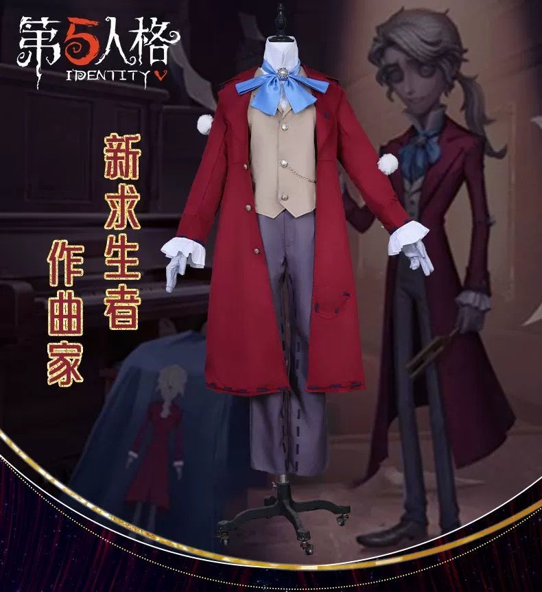 Identity V Anime Game Frederick Kreiburg Cosplay Costume Composer Wig Tailcoat Uniform Coat Adult Man Halloween Carnival Suits