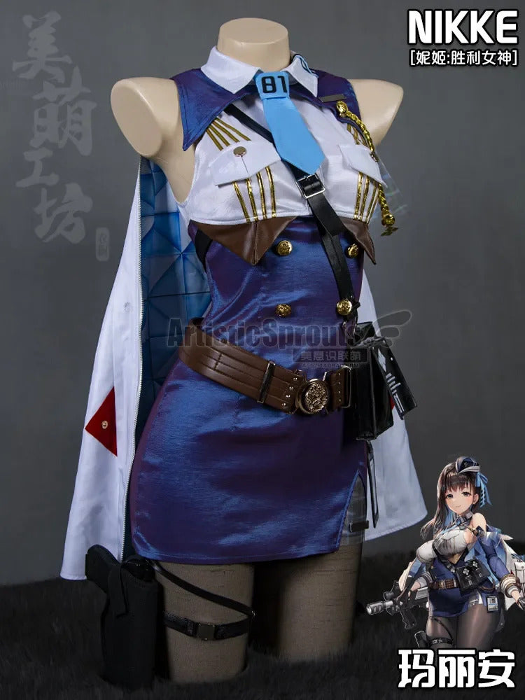 Nikke: Goddess of Victory Cosplay Marianne Costume Marian Women sexy bag buttocks skirt shirt tie hat socks Halloween uniform