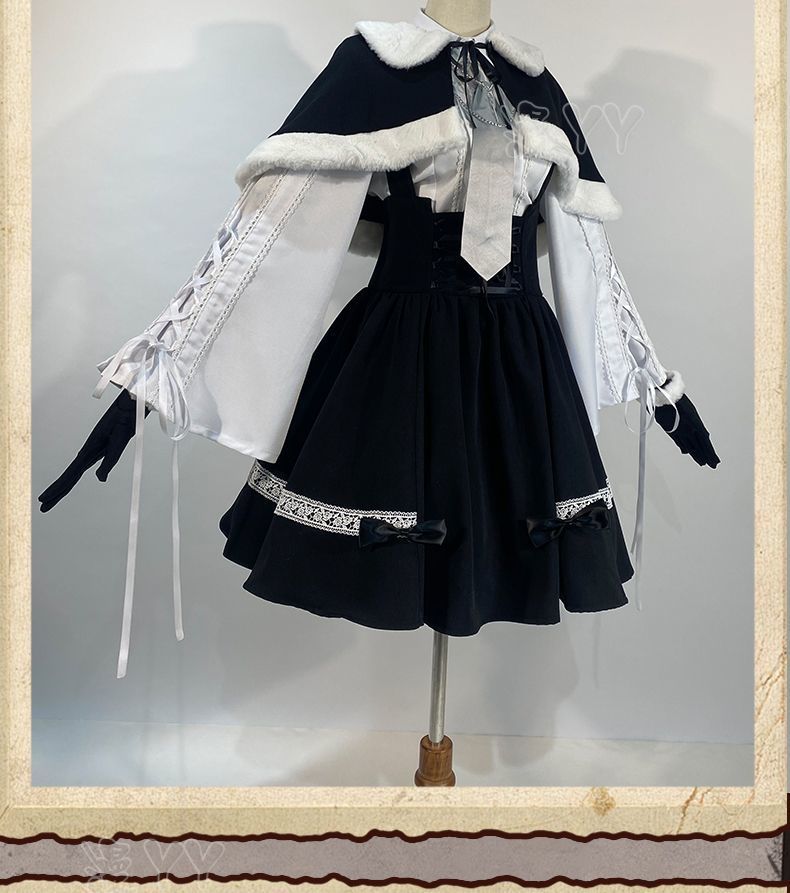 Anime Yosuga No Sora Kasugano Sora Cosplay Costume Winter Fur Collar Shawl Skirt Lolita Woman Cute Christmas Party Suit