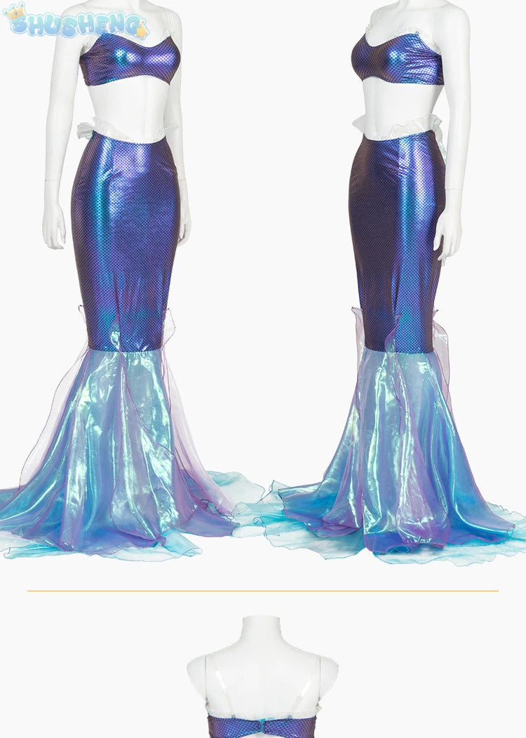New Movies Ariel girl Princess Dress Little Mermaid Cosplay Kids Costume Party Carnival Children Halloween Clothes Adult set