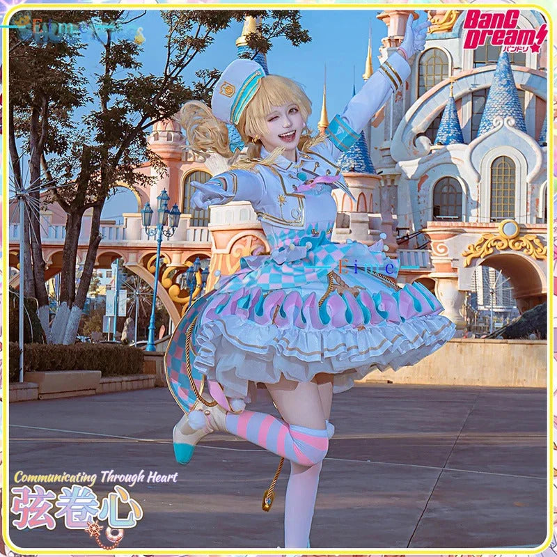 Anime BanG Dream! Kokoro Tsurumaki Cosplay Costume Dress Hat Glove Coat Hat Props Full Set Halloween Sweet Woman Lolita Uniform