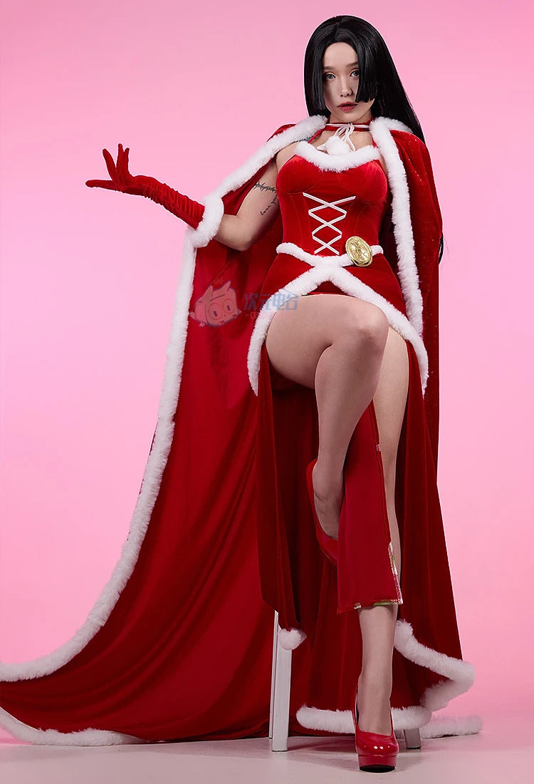 Anime OP Boaa Hancockk Cosplay Costume Women Sexy Christmas Party Dress Accessory Set Winter Warm High Quality Boa·Hancock suit