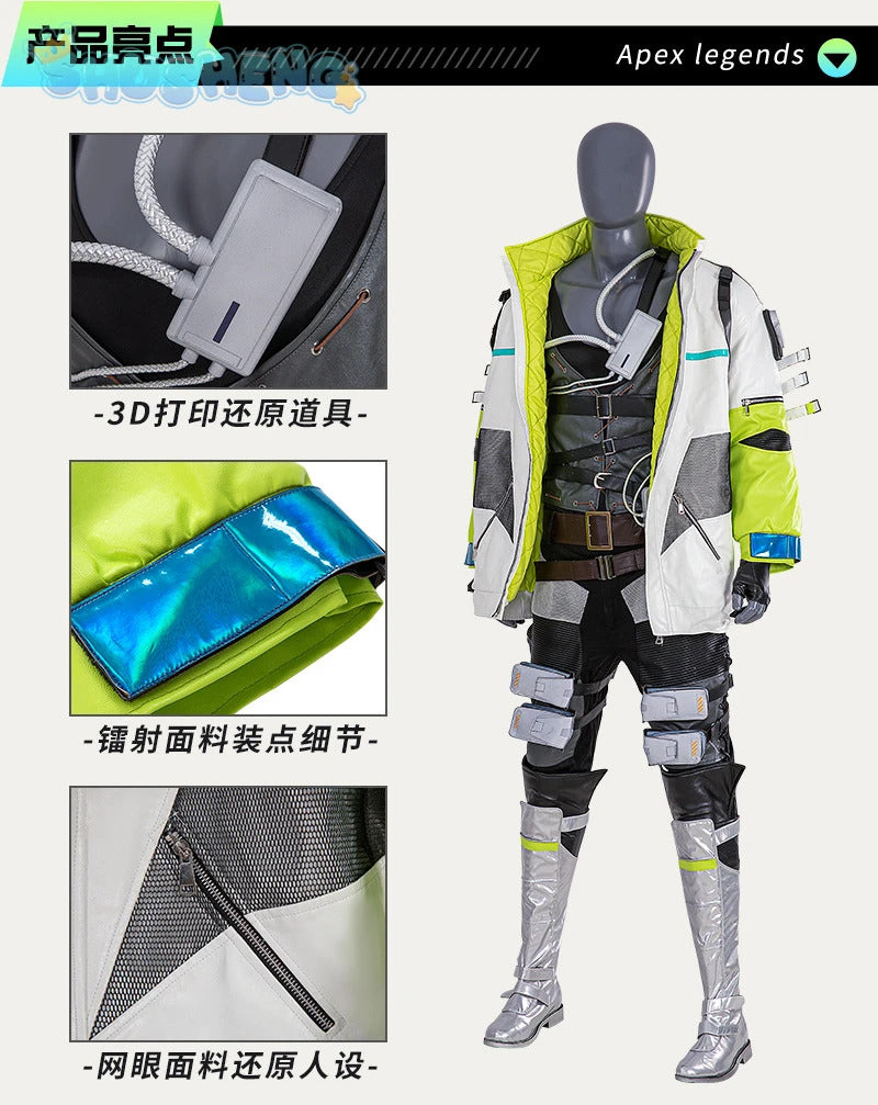 New Game Apex Legends Crypto Tae Joon Park Cosplay Costume Shoes, knee pads, props, Halloween party men's set complete set