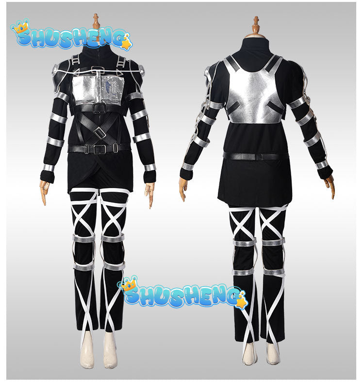 Attack on Titan 4 Cosplay Costume Black Combat Suit Eren Jaeger Cloak Pants Harness Leather Belts Set Scout Regiment