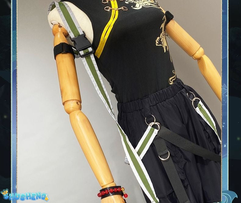 Xiao Game Genshin Impact Subduing demons Xiao Cosplay Costume Coat props accessories Ring tattoo handsome Halloween party set
