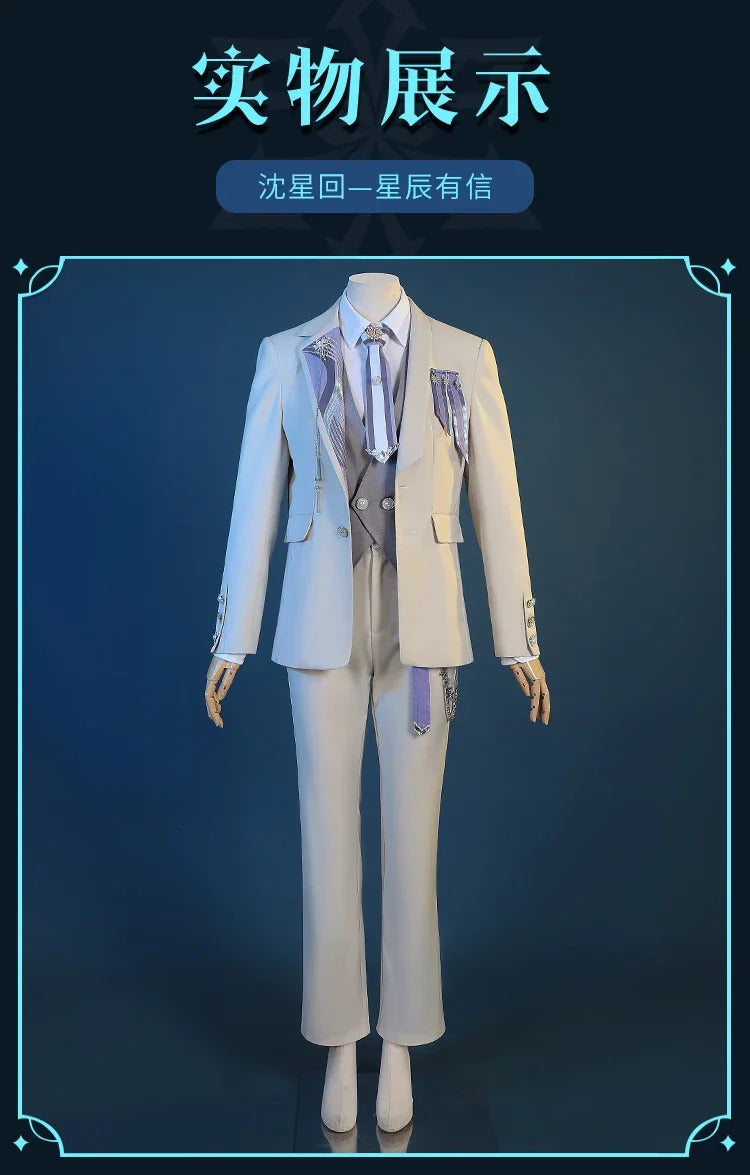Shusheng-N Love and Deepspace Xavier Cosplay Costume Birthday Outfit Uniform Suit Brooch Halloween Party for Women Men Carnival Props