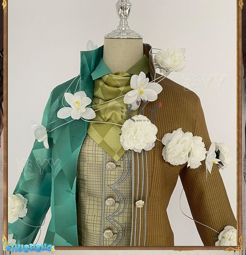 Identity V Aesop Carl Embalmer Cosplay Costume Shirt vest jacket scarf gloves handsome suit party carnival Man Woman uniform