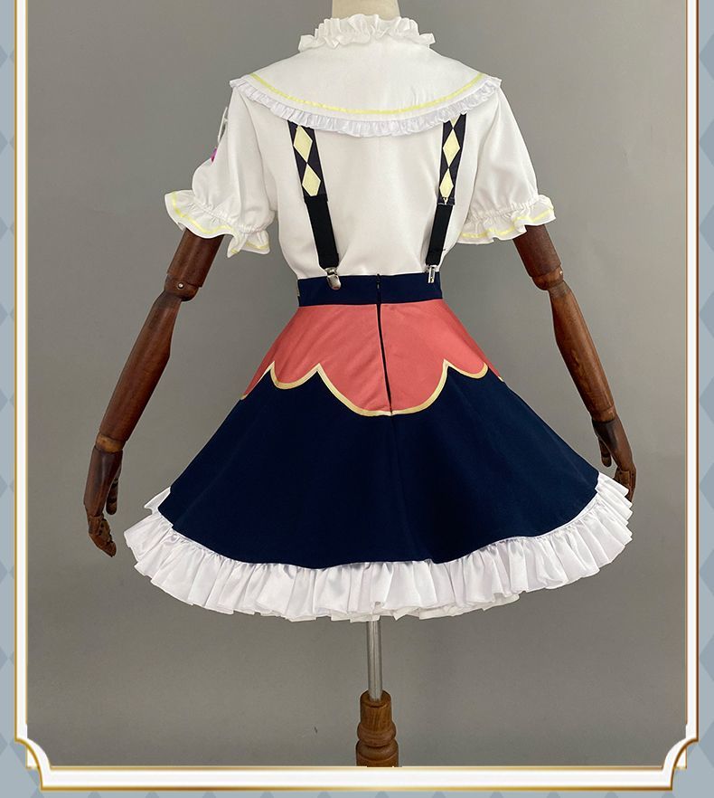 Anime Virtual YouTuber Ace Taffy Cosplay Costume VTuber British Style School Uniform Shirt Strap Dress Wig Woman Cute Party Suit