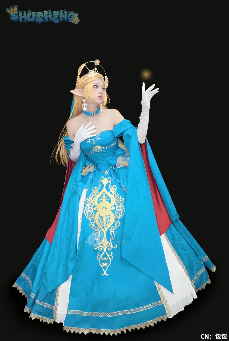 Zelda Cosplay Costume Halloween party wig Elf ears Accessories gorgeous cute Lolita dress Zelda princess Woman set