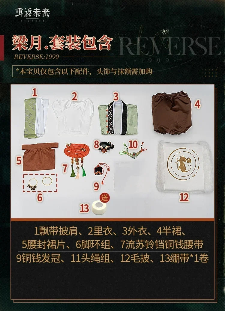 Reverse:1999 Liang Yue Cosplay Costume Uniform Halloween Carnival Party Christmas Play Role Clothes Clothing for Women