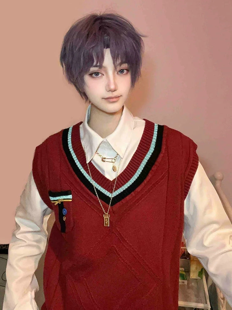 Rafayel Cosplay Love and Deepspace Men Fashion Vest Sweater Red Maple Season Uniform Halloween Costumes Rafayel Role Play Suit