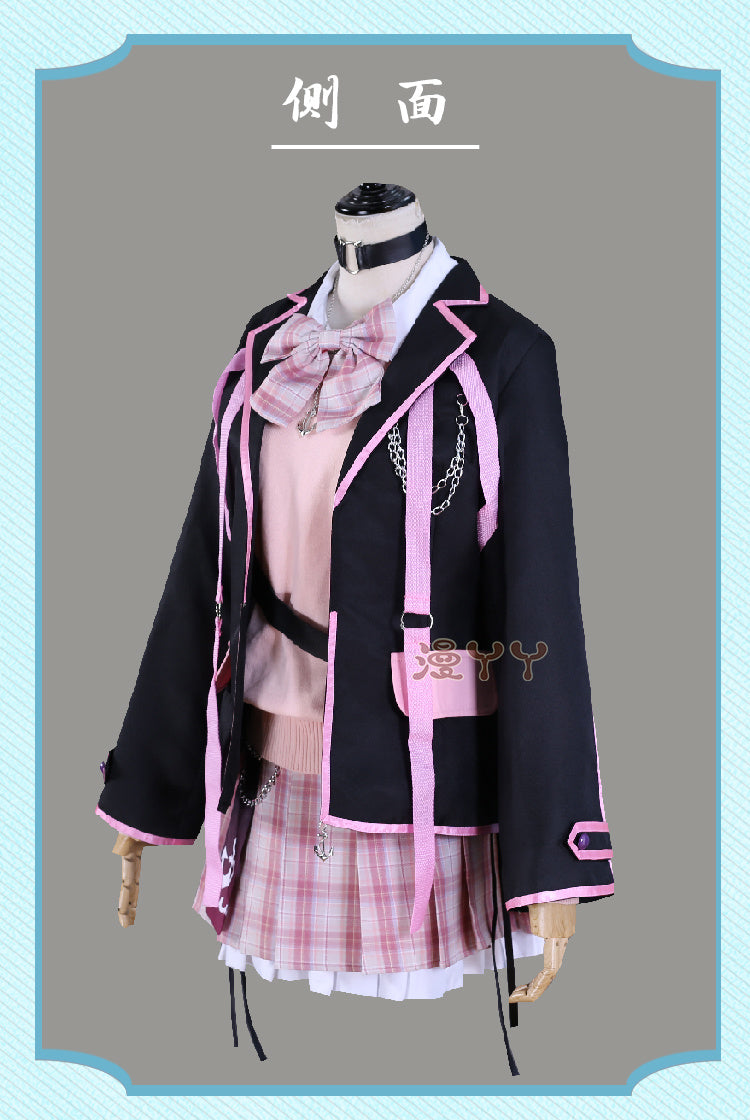 Anime Virtual YouTuber VTuber Minato Aqua Cosplay Costume Hololive Girls Aqua JK Pink School Uniform Cute Bowknot Halloween Suit