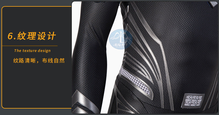 New Clark Kent Cosplay Costume Black Jumpsuit Cloak Super Hero Set Custom Made