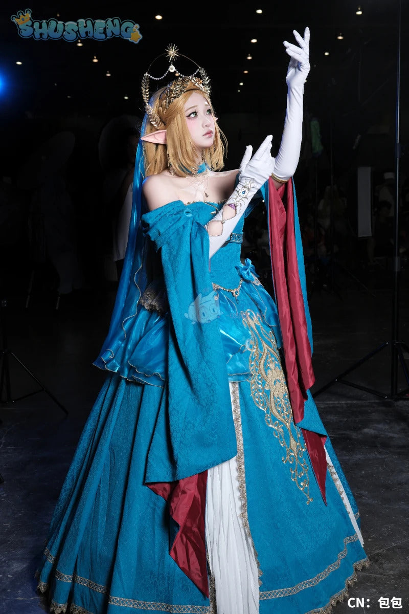 Zelda Cosplay Costume Halloween party wig Elf ears Accessories gorgeous cute Lolita dress Zelda princess Woman set