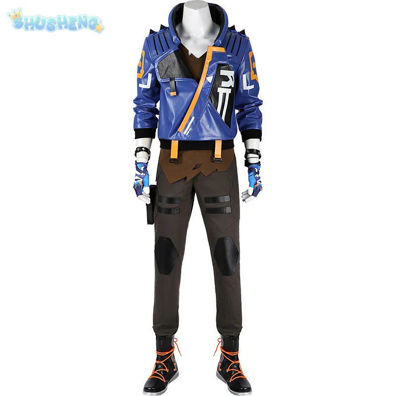 Shusheng-R Game Valorant Yoru Cosplay Men Costume Roleplay Fantasia Outfits Jacket Gloves Man Fancy Dress Up Party Clothes For Role Playing