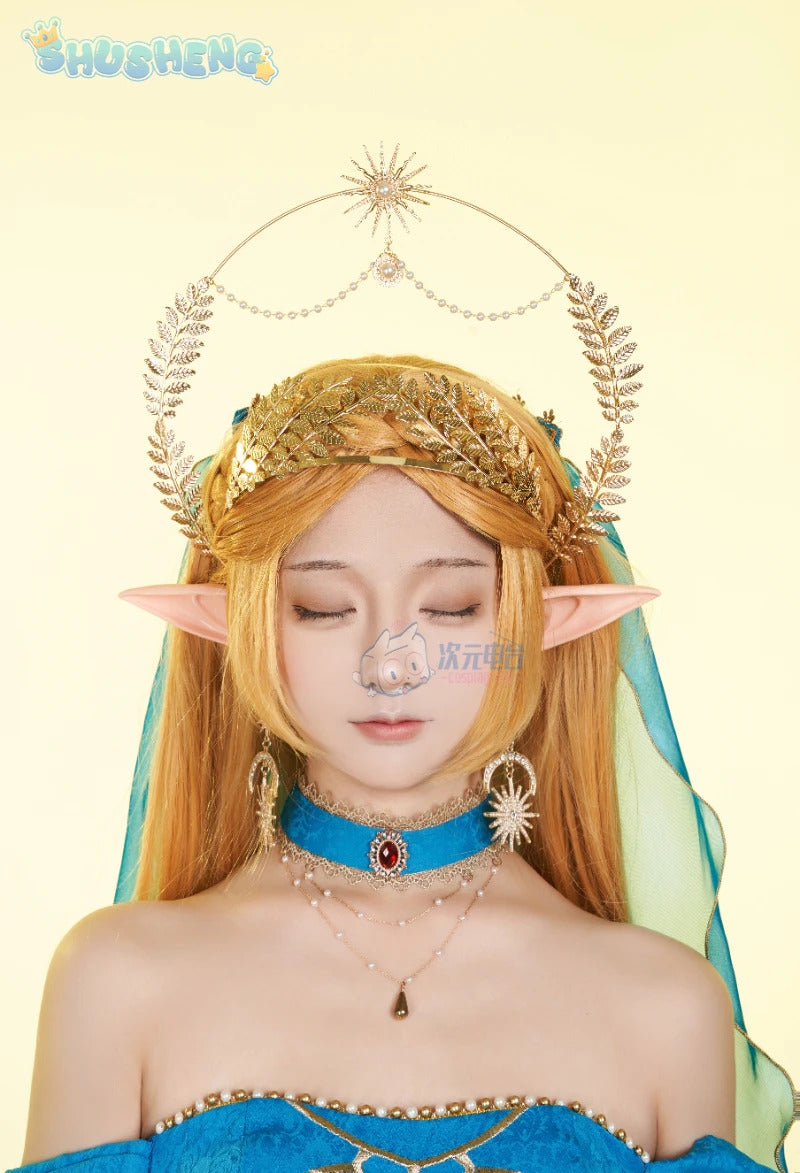 Zelda Cosplay Costume Halloween party wig Elf ears Accessories gorgeous cute Lolita dress Zelda princess Woman set