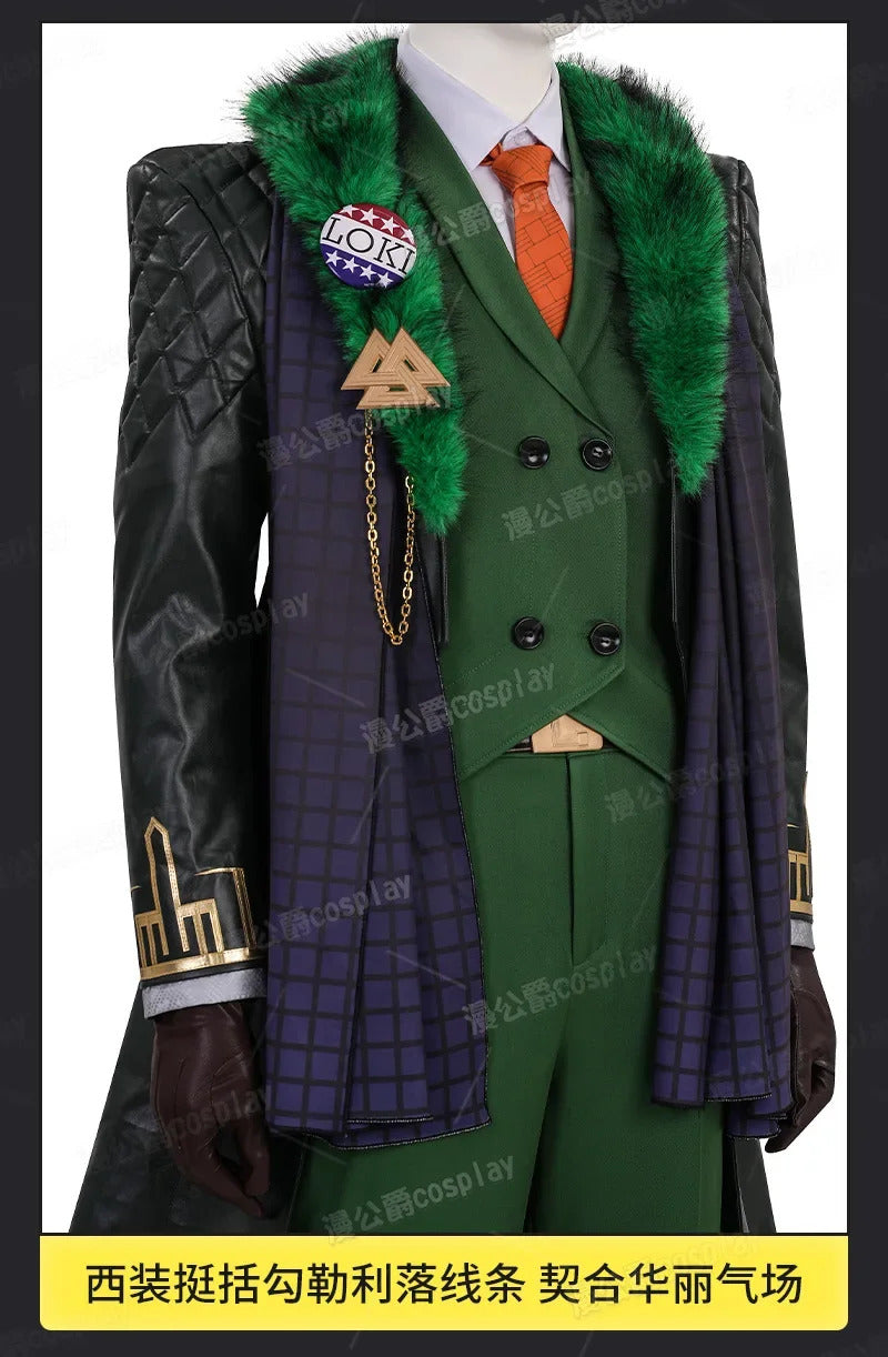 Game Rivals Loki Cosplay Fantasy Battle Suit President Costume Adult Men Roleplay Fantasia Outfits for Halloween
