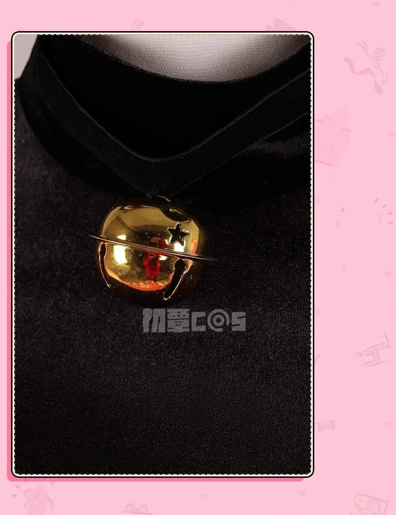 Shusheng-R Kinomoto Sakura Cosplay Costume Anime Card Captor Sakura DUDU-R Women Halloween Cute Black Pink Dress THE THUNDER Ears Tail