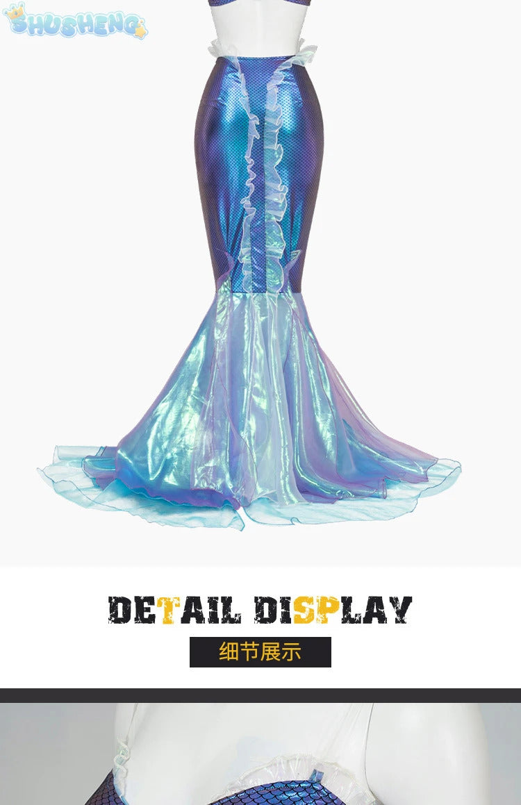 New Movies Ariel girl Princess Dress Little Mermaid Cosplay Kids Costume Party Carnival Children Halloween Clothes Adult set