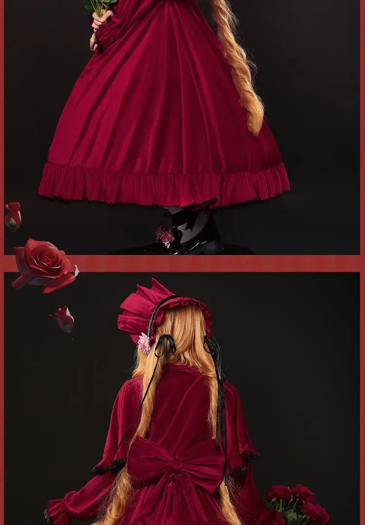 Rozen Maiden Shinku Cosplay Reiner Rubin Costume Cloak accessories Props Halloween carnival gorgeous red oversized dress set