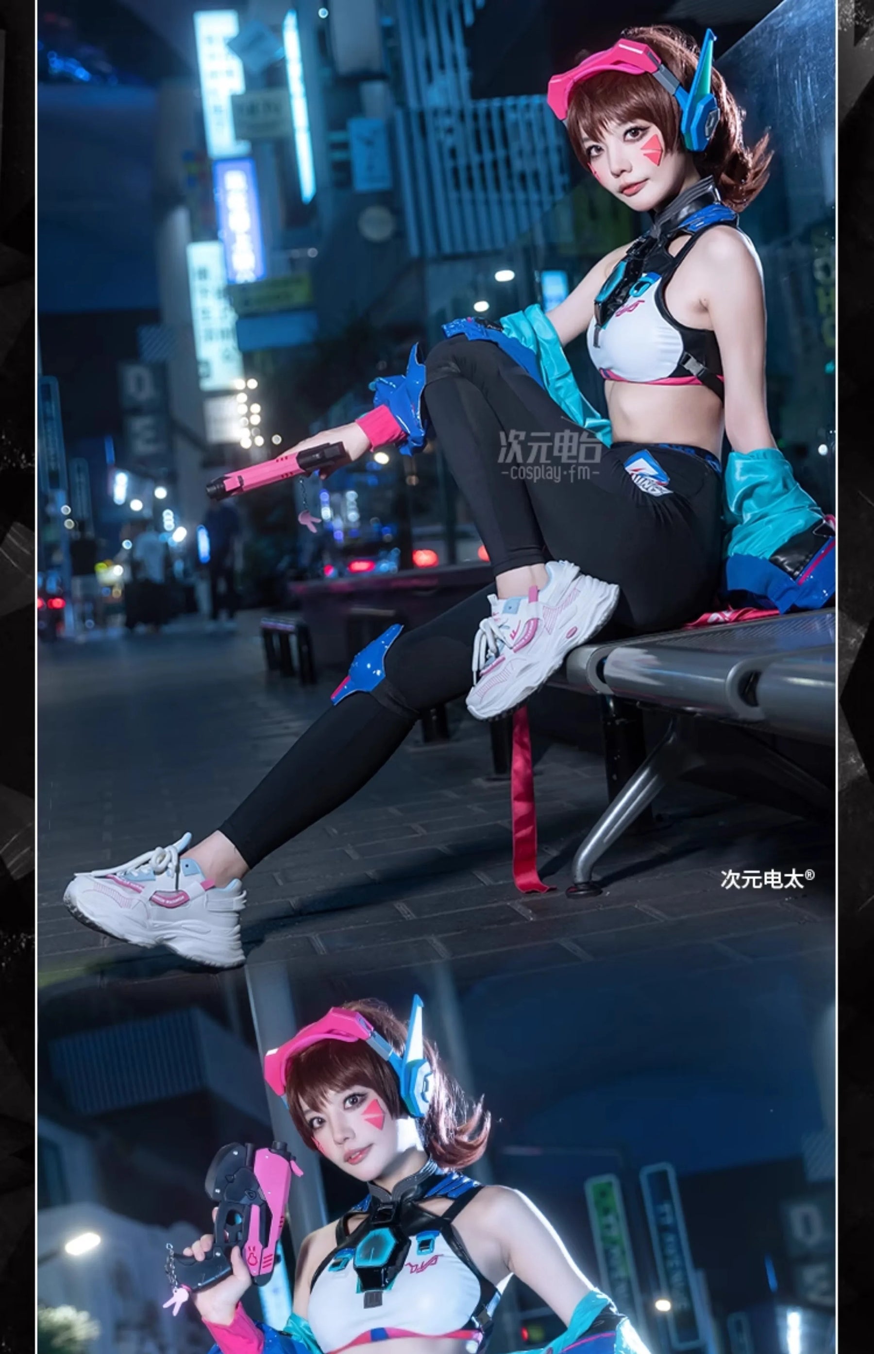 OW D.Va Overwatch Cosplay Tokyo Official Valley Costume Leather jacket strapless pants wig prop set Halloween fashion uniform