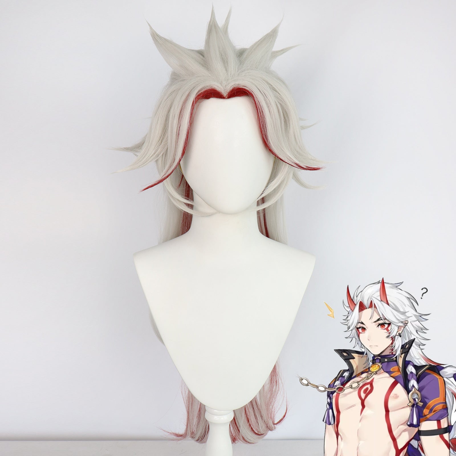 Synthetic Hair Genshin Impact Arataki Itto Cosplay Wig Men Cosplay Wigs Mixed Red Costume Heat Resistant