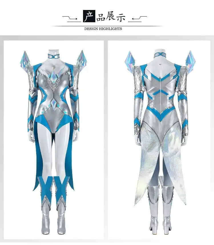 White Queen Emma Grace Frost Rivals cosplay costume High quality women fantasy jumpsuit shoes props shoulder armor Halloween set