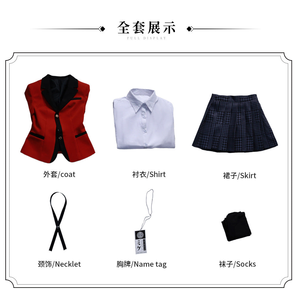 Anime Kakegurui Jabami Yumeko Cosplay Costume Halloween Sayaka Compulsive Gambler Japanese School Girls JK Uniform Halloween Cos