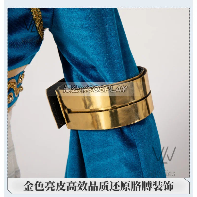 Blue velvet princess dress Zelda cosplay costume woman top skirt outfit full set and wig are sold custom size