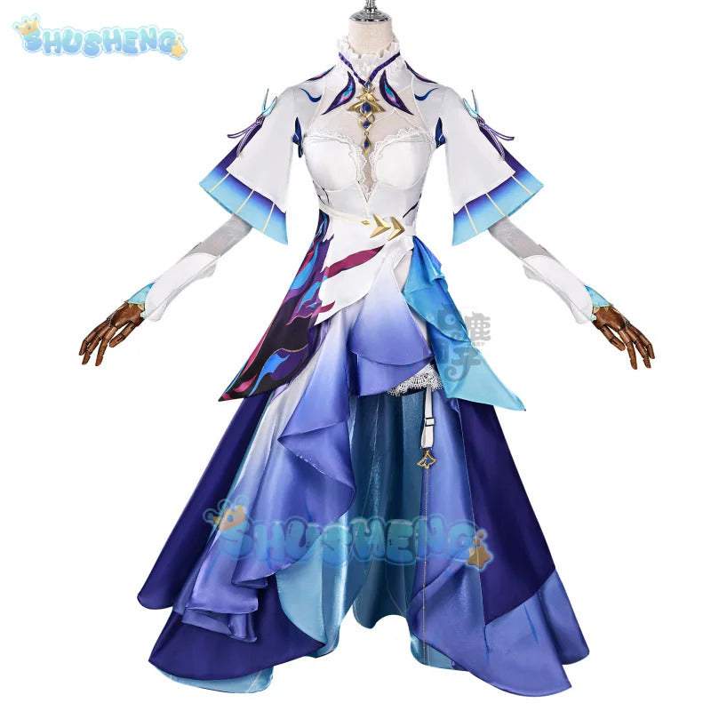 Shusheng-R Wuthering Waves Cantarella Cosplay Costume Wig Dress Headwear Earrings Rinascita Fisalia Family Halloween Party for Women Girls