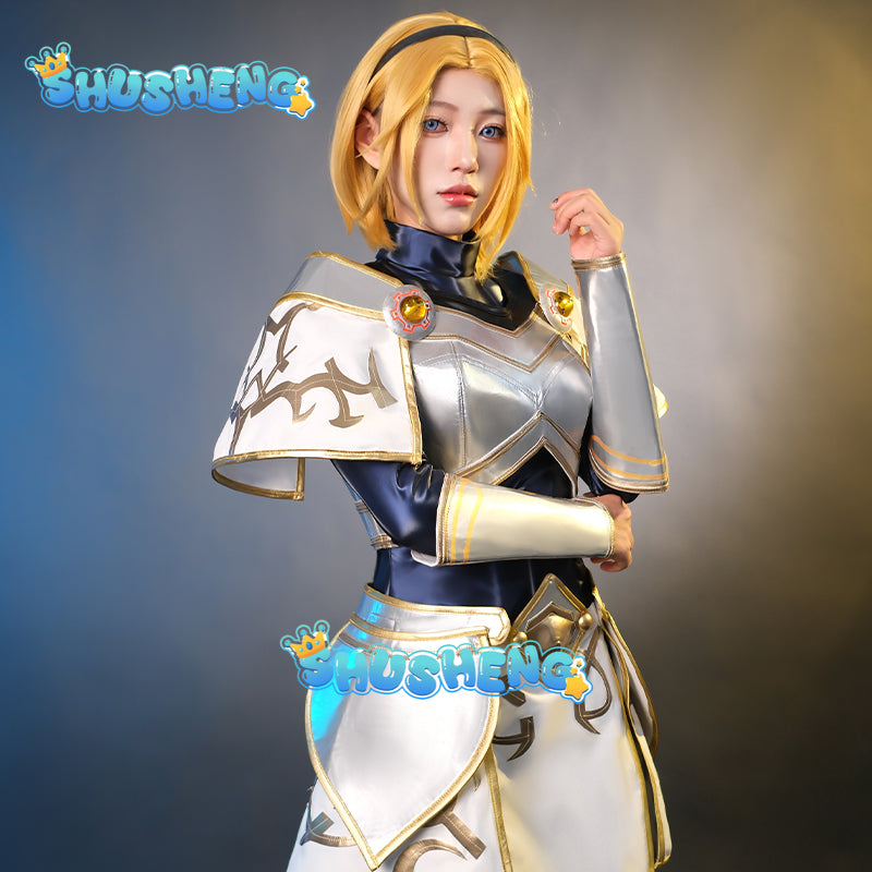 League of Legends Lux Cosplay Costume The Lady of Luminous Magical College Girl Uniform Full Set with Golden Wig for Halloween