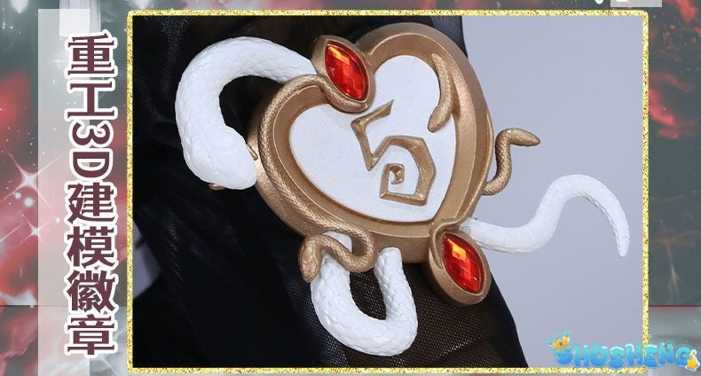 Fiona Gilman Priestess Cosplay Game Identity V Women Costume Black Dress Priestess Crismon Cosplay Wig