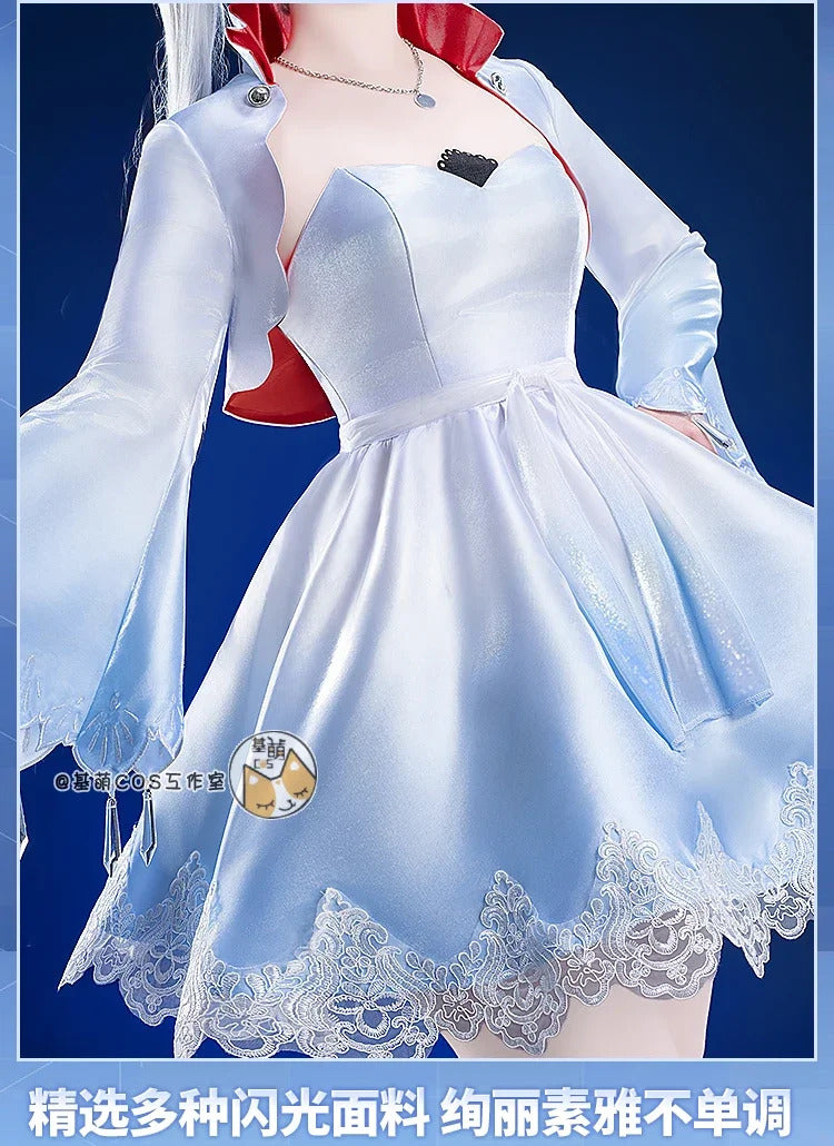 Shusheng-R RWBY Weiss Schnee Ice queen Cosplay Ruby Costume Coat strapless dress bag crown cummerbund set Halloween sweet Woman uniform