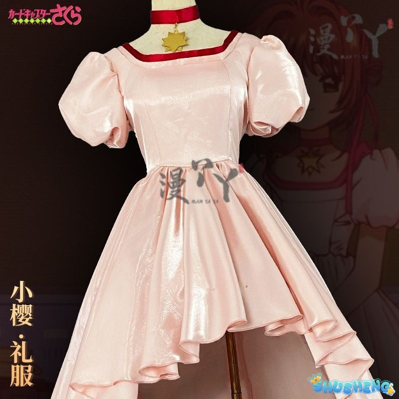 Anime Cardcaptor Sakura Card Captor Kinomoto Sakura Cosplay Costume Pink Princess Dress Woman Sexy Cute Birthday Party Suit