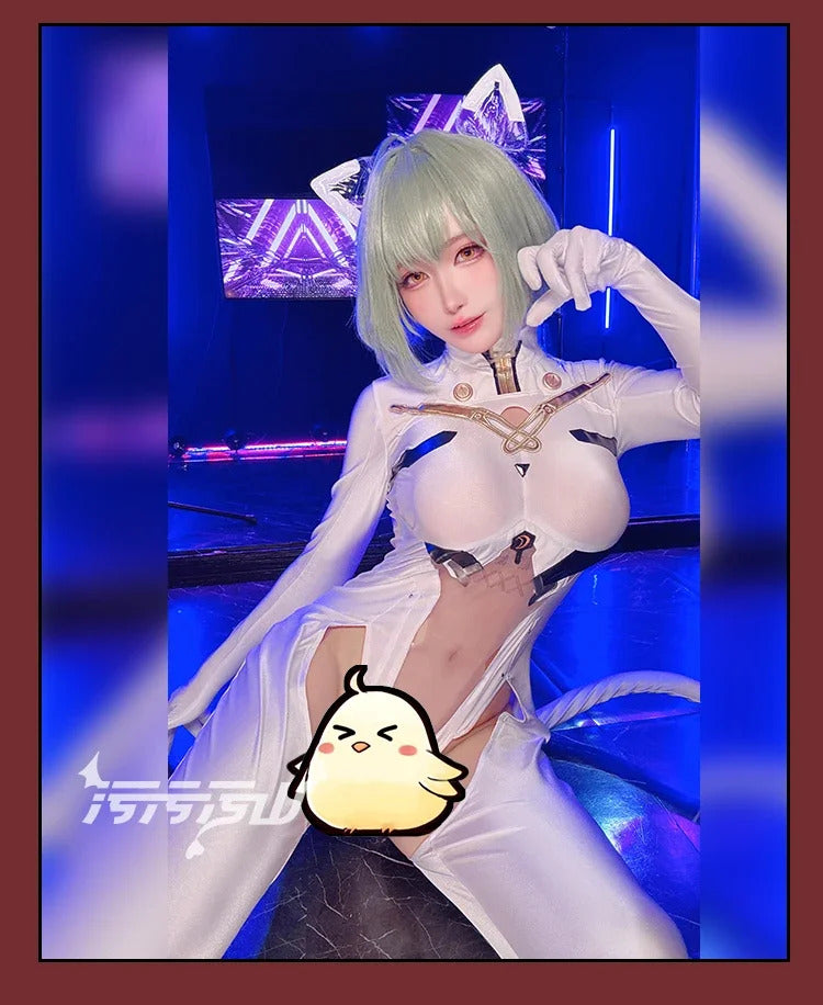 Game Azur Lane Admiral Nakhimov Cosplay Costume Women's sexy white tight fitting clothes tail props wig set Halloween uniform